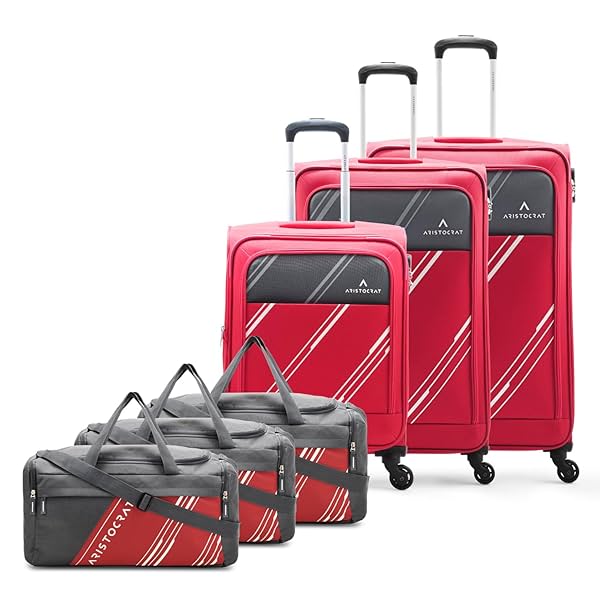 Image of Aristocrat Polyester Trigon Soft Side 4 Spinner Wheels Hexa Luggage Set