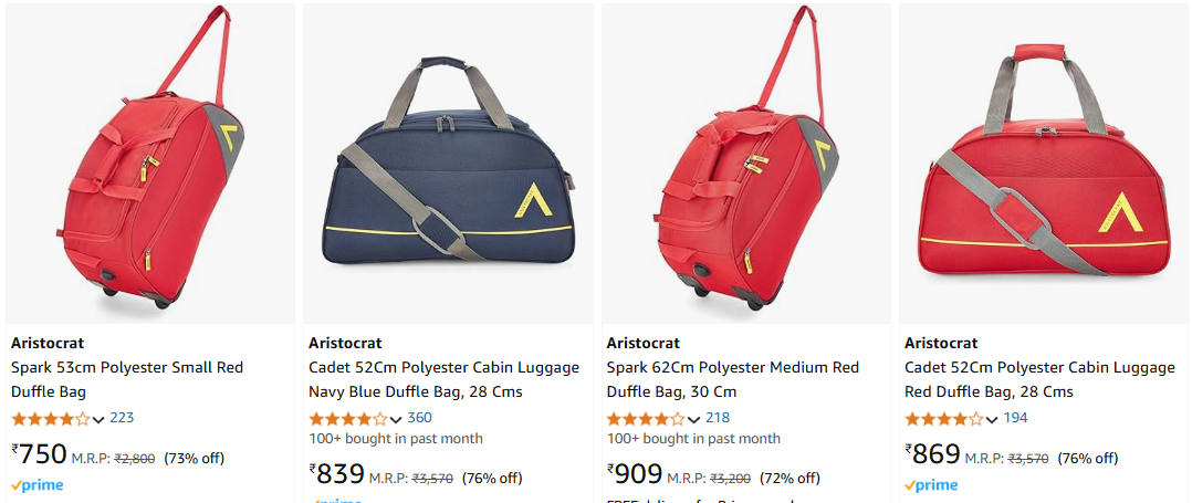 Image of Aristocrat Spark  Duffle Bag Starting at ₹750 @ #Amazon 