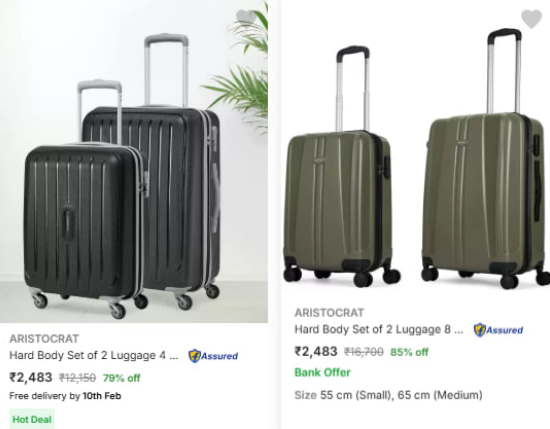 Image of Aristocrat Suitcases Minimum 79% Discount