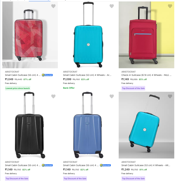 Image of Aristocrat Suitcases @ Minimum 80% Discount