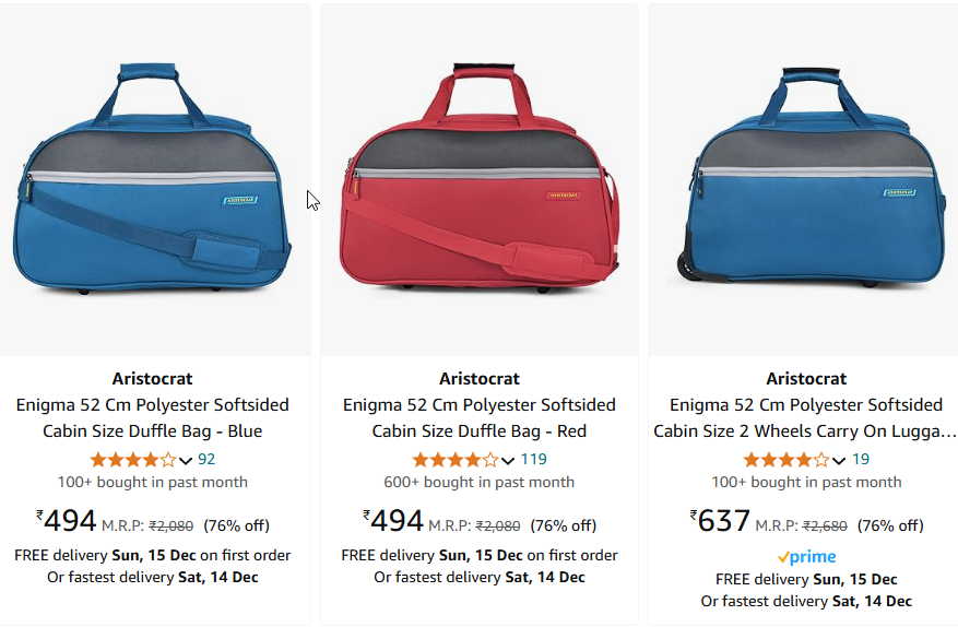 Image of Aristocrat Travel Bag Regular Wear up to 80% Discount