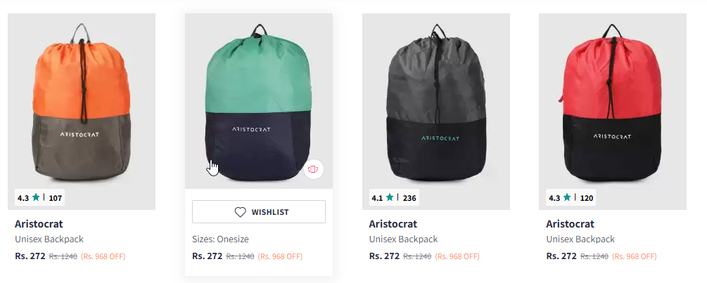 Image of Aristocrat Unisex Grey & Orange Backpack Starting Price @₹272