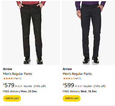 Image of Arrow Men's Fashion up to 74% Discount