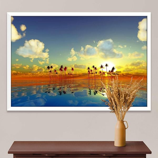 Image of ArtzFolio Coconut Palms D3 White Frame | 23.5 x 16 inch (60 x 41 cms)