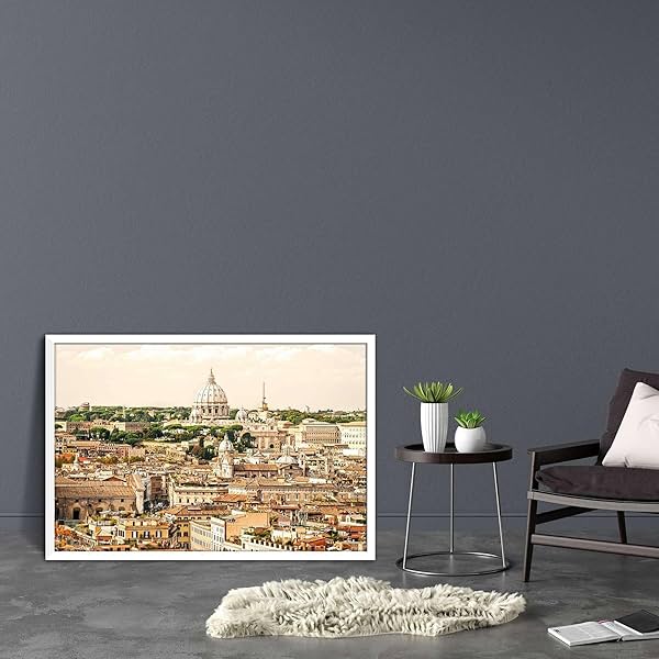 Image of ArtzFolio View of San Peter Basilica White Synthetic Frame 