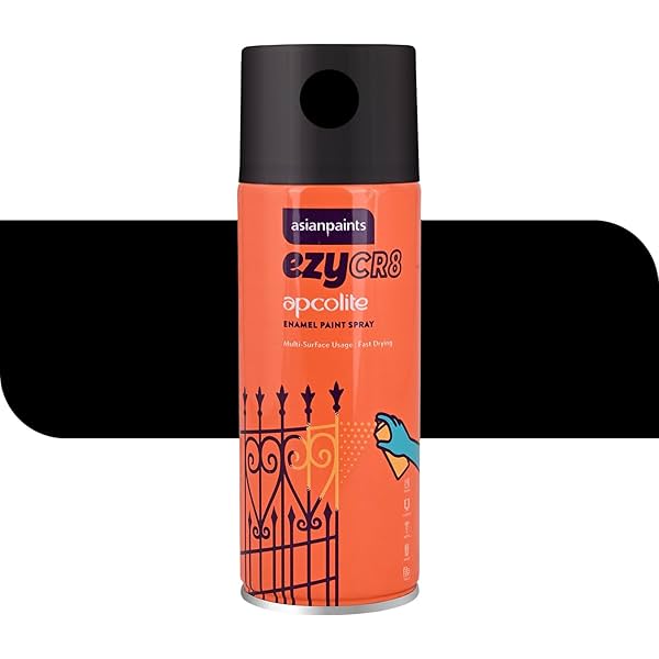 Image of Asian Paints ezyCR8 Apcolite Enamel Paint Spray (Black) – 250 g (400ml)