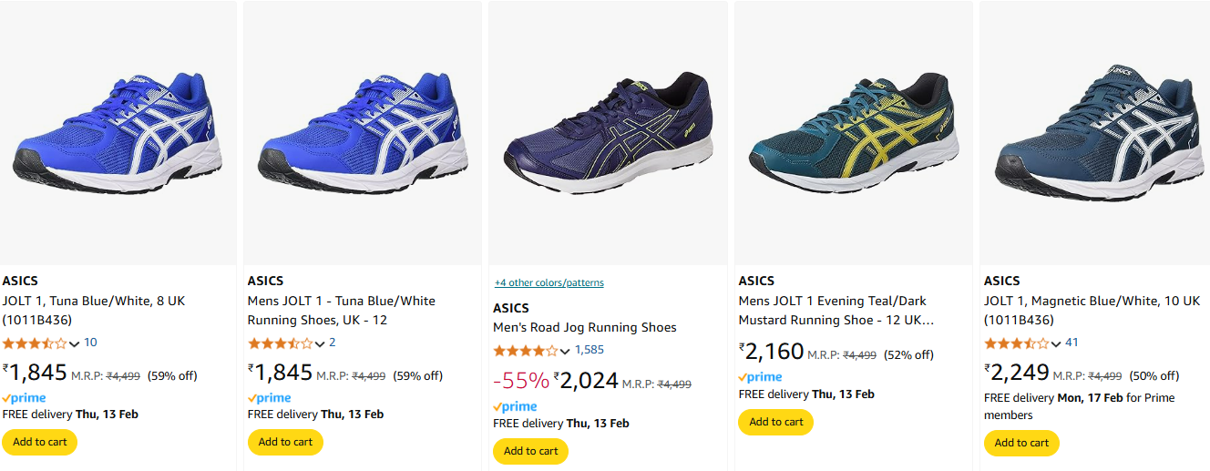 Image of Asics Men's Running Shoes starting @ ₹1845