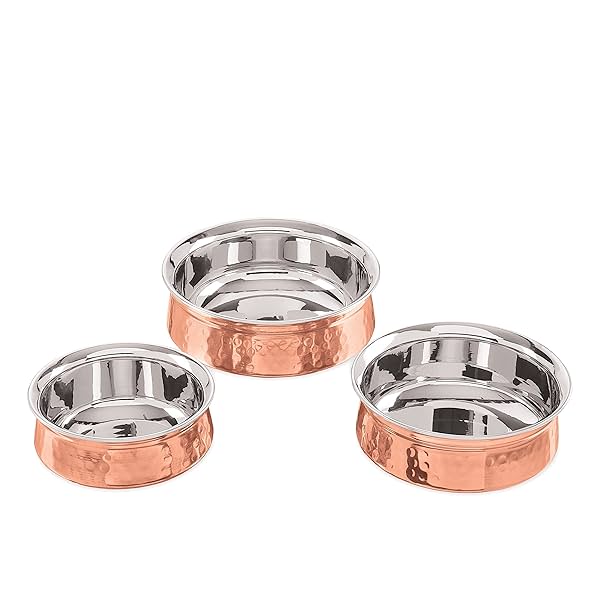 Image of Attro Royal Stainless Steel Copper Handi Set , 3 Pieces