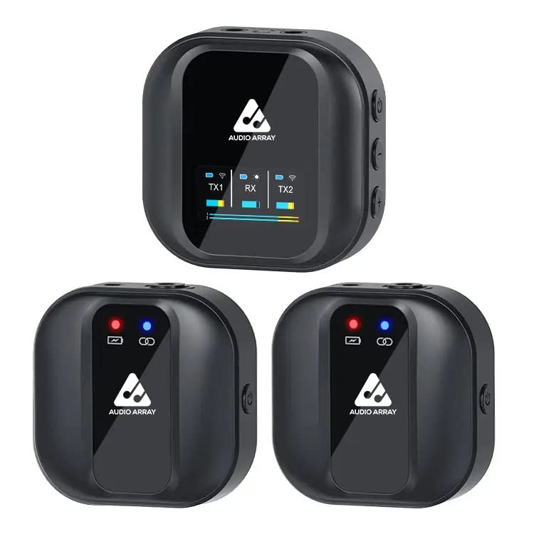 Image of Audio Array AM-W10 Professional Dual Wireless Lapel Mics: two lapel mics, 10-hour battery, 100m range.