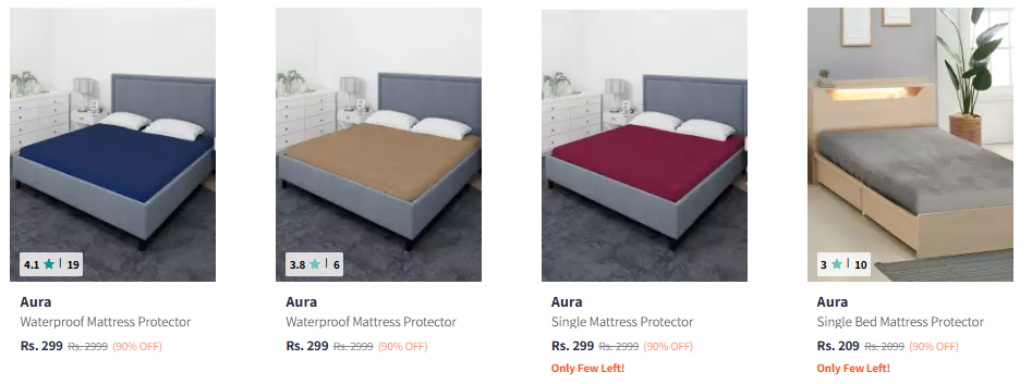 Image of Aura Single Size Bed Waterproof Mattress Protector Starting at ₹299