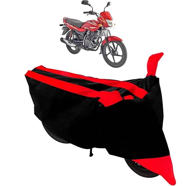 Image of AutokraftZ Red & Black Polyester Two Wheeler Cover_86