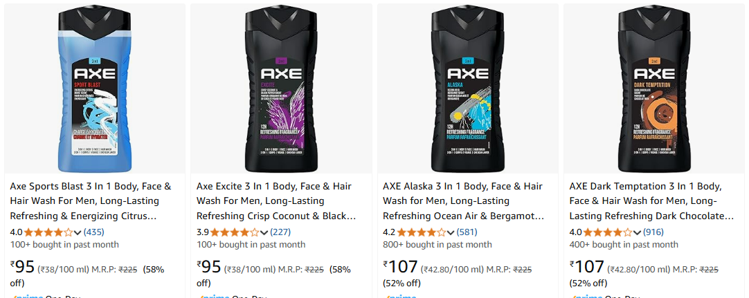 Image of Axe Sports 3 In 1 & Dove Wash at 40%-58% Discount 