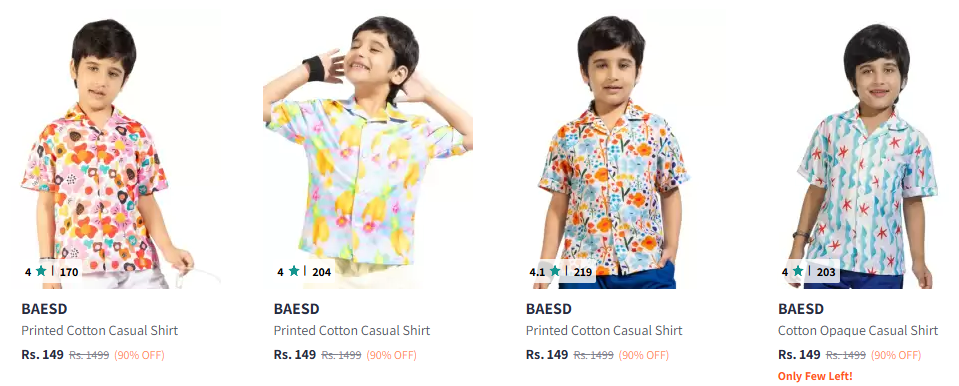 Image of BAESD Boys Printed Casual Shirt Starting At @₹149