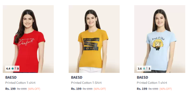 Image of BAESD Typography Printed Cotton T-shirt Starting Price @₹199