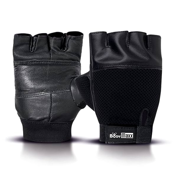 Image of BODY MAXX Leather Gym Gloves (Black)