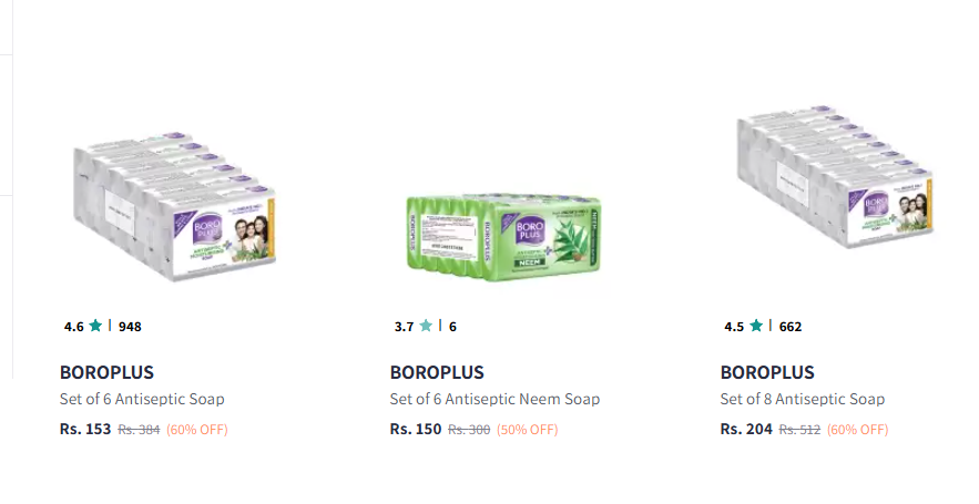 Image of BOROPLUS Set of 6 Antiseptic & Moisturising Soap Minimum 55% Discount