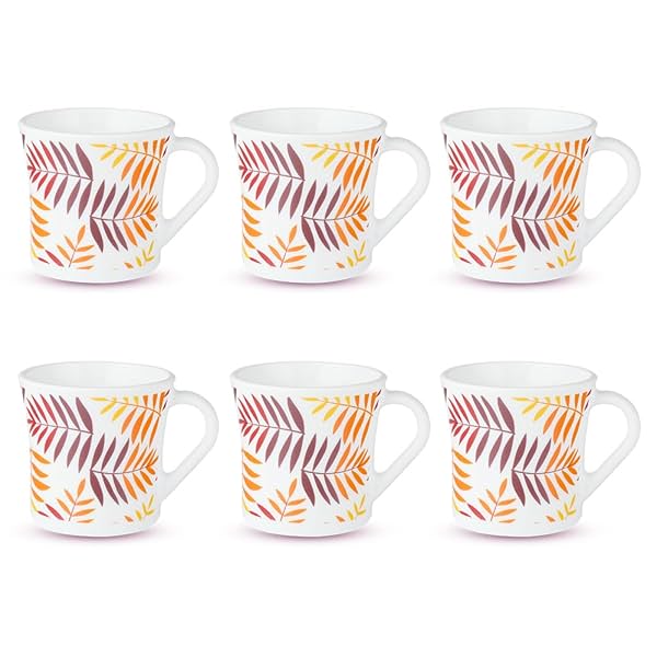 Image of BOROSIL Costa Opalware Larah Tea/Coffee Mugs, 160ml, Pack of 6