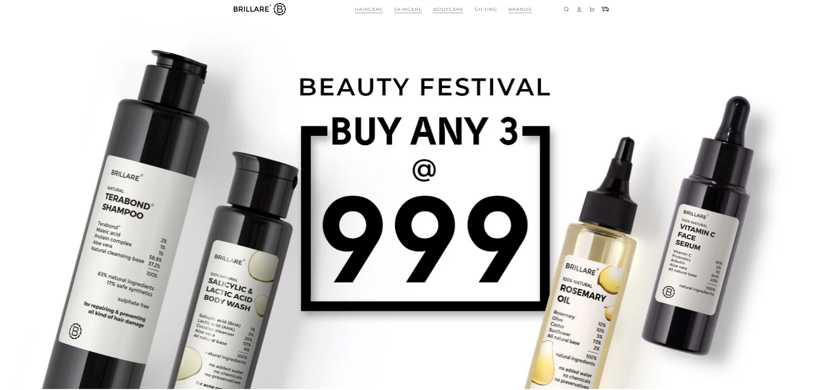 Image of BRILLARE Beauty Festival Sale : Buy any 3 Products at ₹999