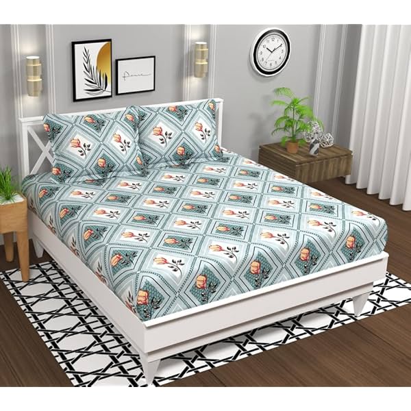 Image of BSB HOME 3D Printed 144 TC Microfiber Double Bedsheet with 2 King Size Pillow Covers