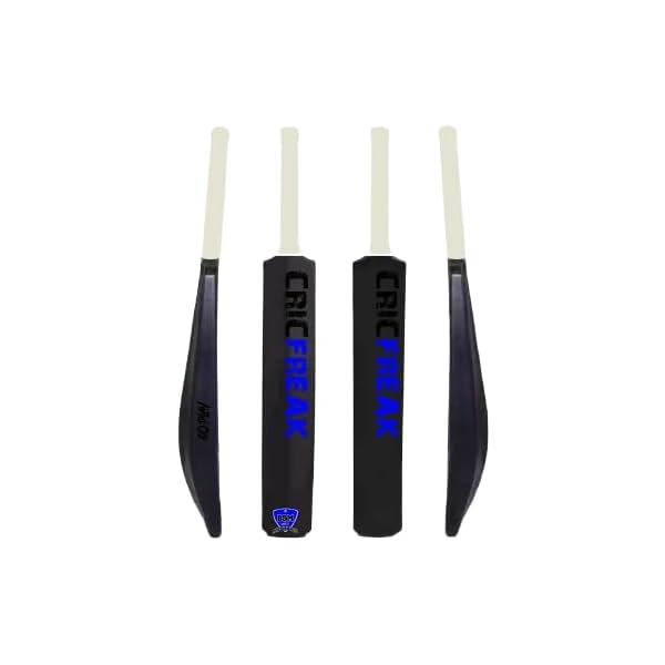 Image of BSM Cricfreak Blue Sticker Heavy Duty Black Cricket Bat with Comfortable Rubber Grip