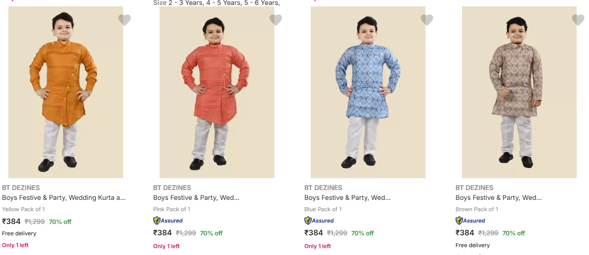 Image of BT DEZINES Boys Festive & Party, Wedding Kurta and Pyjama Set Starting Price @ ₹384