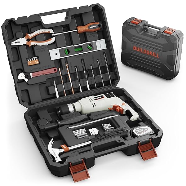 Image of BUILDSKILL 61 Pcs 650W copper armature professional impact drill machine tool kit | 