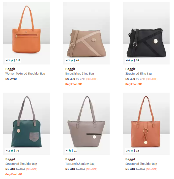 Image of Baggit Brand Women's Handbags And Bags @ Minimum 80% Discount