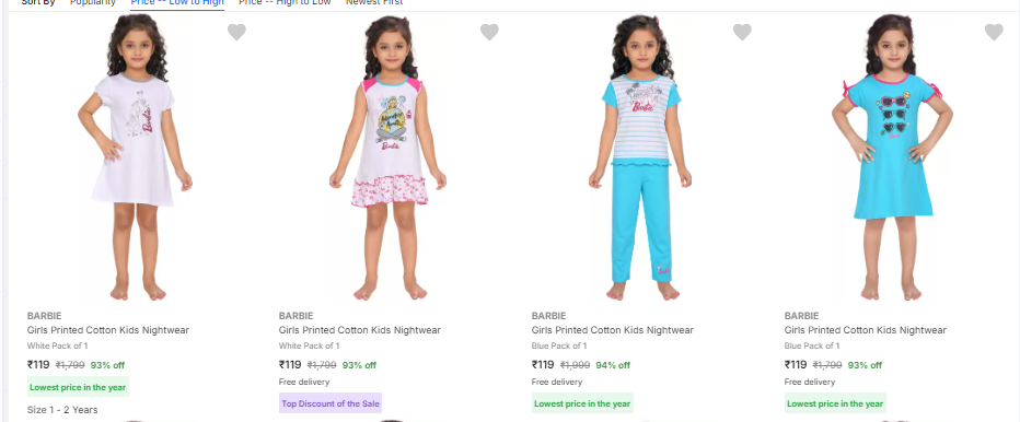 Image of Barbie Kids' Night Dresses And Nighties