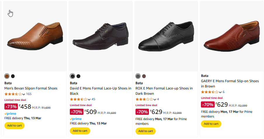 Image of Bata Men Fashion Shoes Starting @ ₹458