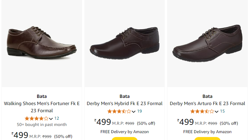 Image of Bata Men Formal Lace-up Shoes Minimum 50% discount starting at ₹499