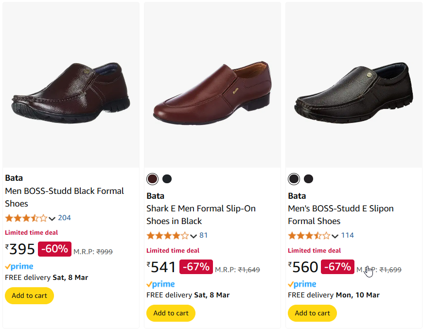 Image of Bata Men's Formal Shoes Starting Price@ ₹395 