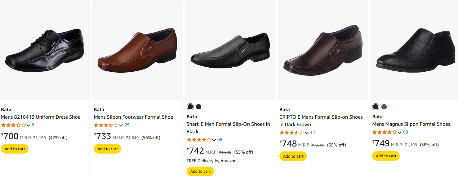 Image of Bata Men's Shoes starting at ₹700