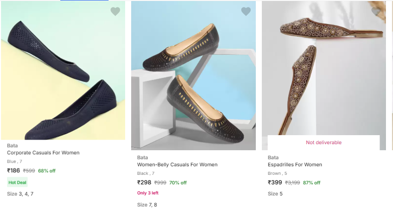 Image of Bata Womens Casual Shoes Starts @ ₹186