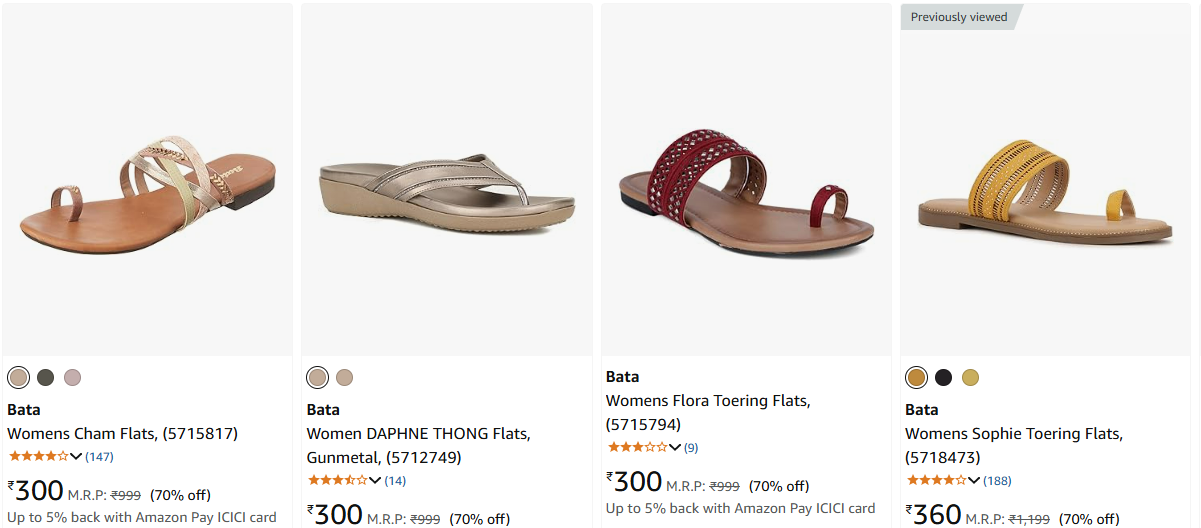 Image of Bata Womens Cham Flats Starting at ₹300