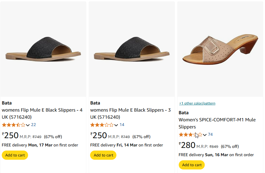 Image of Bata womens Flip Slippers Starting Price@ ₹250