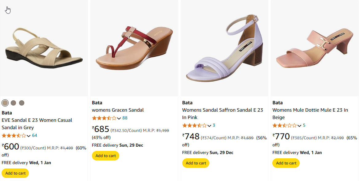 Image of Bata womens Gracen Sandal Starting Price @ ₹600