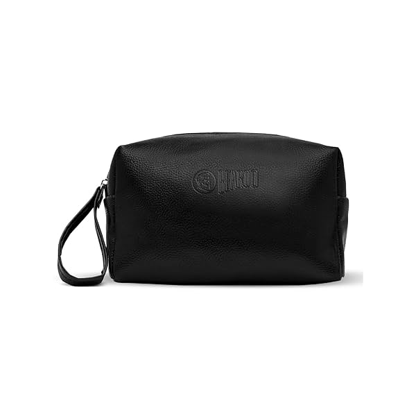 Image of Beardo Travel Friendly Pouch: Vegan leather toiletry organizer, 22x15x15cm, Black.