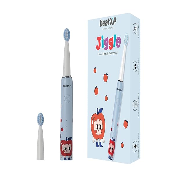 Image of BeatXP Jiggle Sonic Electric Toothbrush for Kids (2 Brush Heads, 3 Modes, Rechargeable, 20500 Strokes/min)