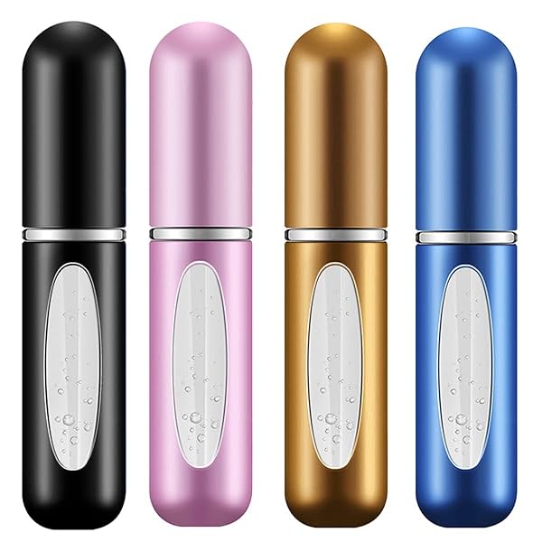 Image of BeautyChen 4 Pack 5ml Portable Mini Refillable Perfume Atomizer Spray Bottle Empty Easy to Fill Scent Aftershave Pump Ca