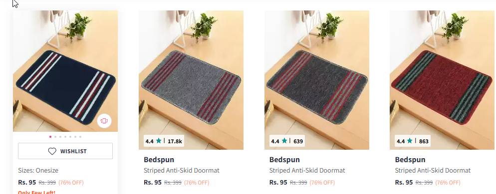 Image of Bedspun Striped Anti-Skid Doormat Starting Price @₹95