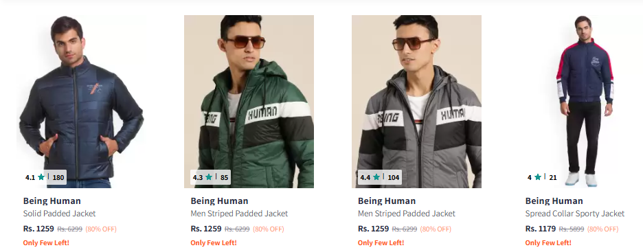 Image of Being Human Men Navy Blue Solid Padded Jacket at Minimum 80% Discount 