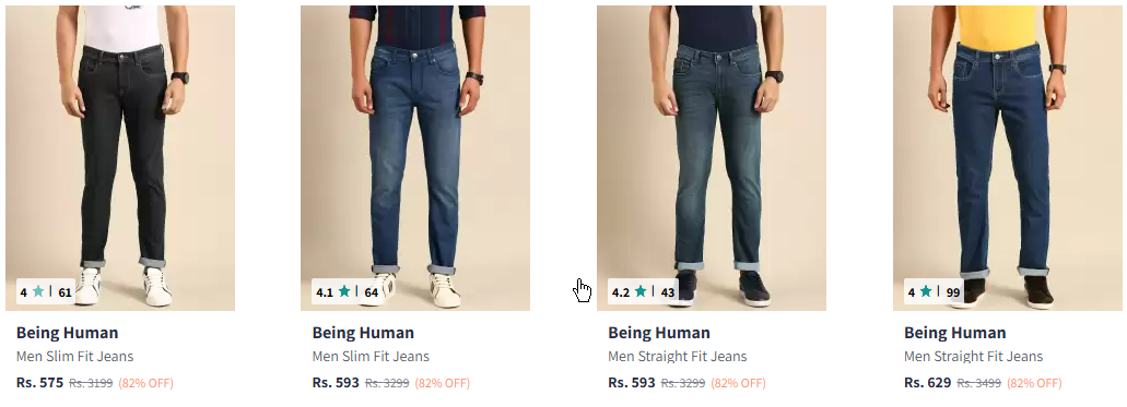 Image of Being Human Men's Jeans Starting From ₹575