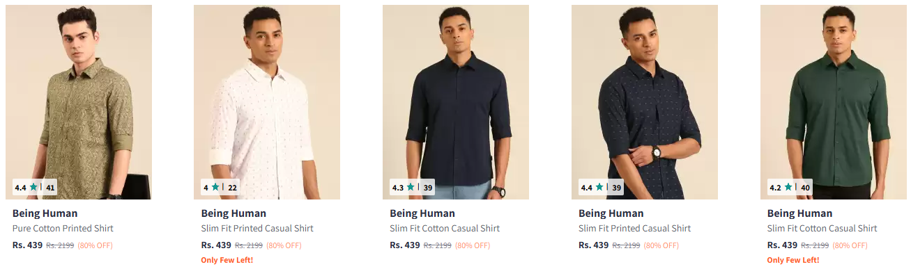 Image of Being Human Men's Shirts min. 80% Discount