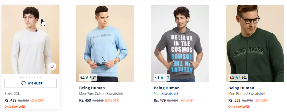 Image of Being Human Men's Sweatshirt Min. 80% Discount