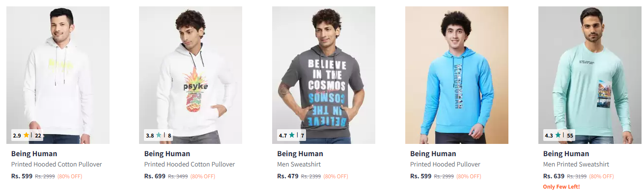 Image of Being Human Men's Sweatshirts min. 80% Discount