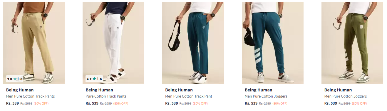 Image of Being Human Men's Trackpants & Trousers min. 80% Discount