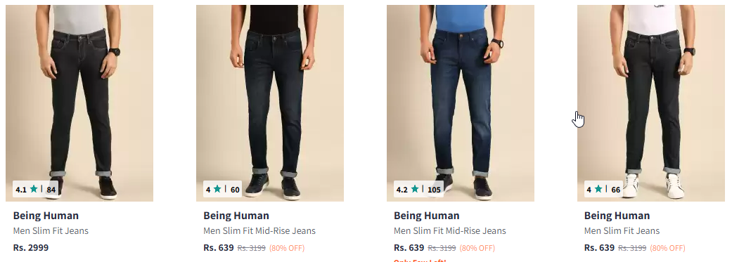 Image of Being Human Slim Fit Jeans Starting at ₹639