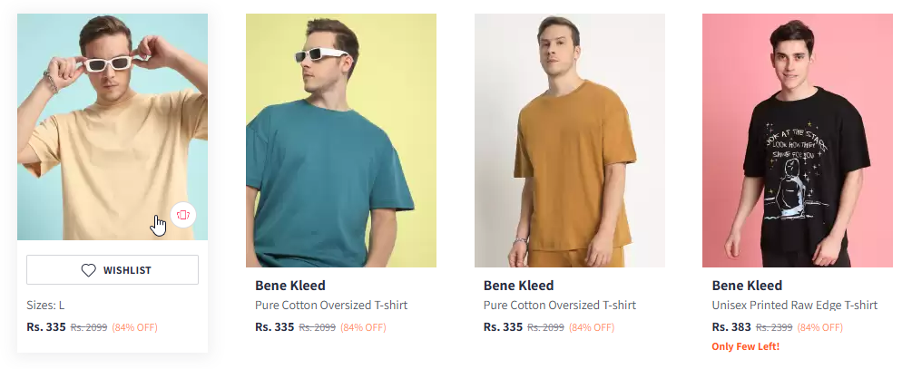 Image of Bene Kleed Men Oversized T Shirt Starting At @₹303