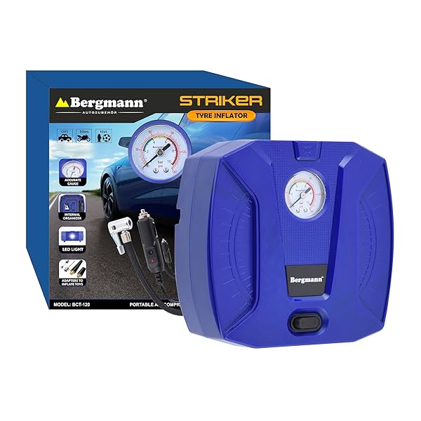 Image of Bergmann Striker Compact & Portable Car & Bike Tyre Inflator 