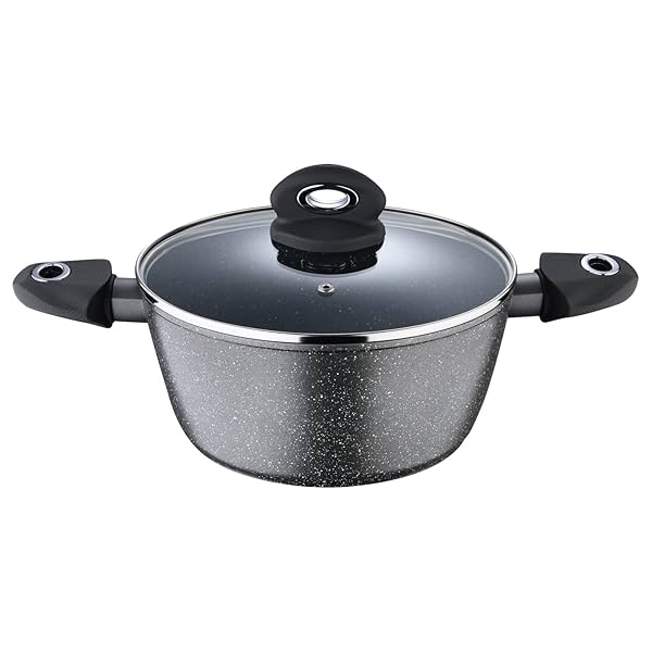 Image of Bergner Orion NonStick 24 cm Casserole/Soup Pot, Glass Lid, 3.9 L Capacity